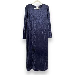 Vintage New Visions Velvet Maxi Dress L Navy Blue Whimsigoth Hippie 90s Y2K